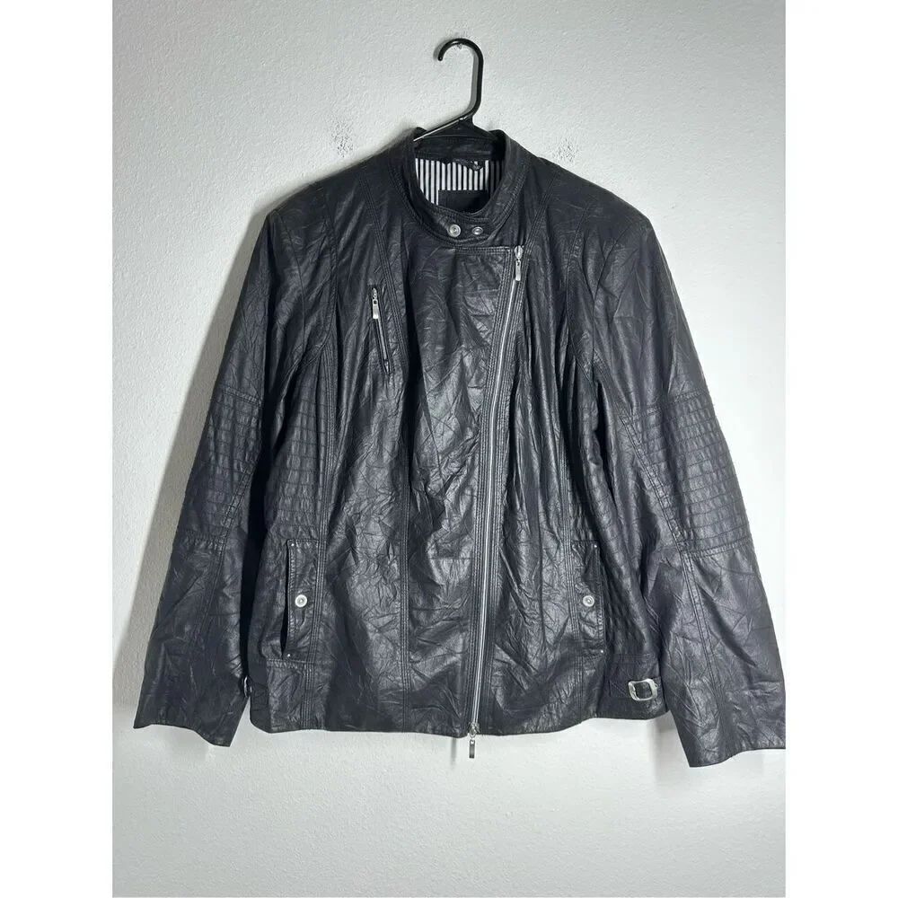 Bonita Women’s Faux Leather Black Full Zip Jacket Size 48 EU/ XXL US See Notes